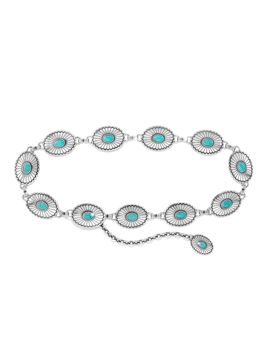 Tony Lama C21221 Womens Farmington Concho Link Belt Silver front view. If you need any assistance with this item or the purchase of this item please call us at five six one seven four eight eight eight zero one Monday through Saturday 10:00a.m EST to 8:00 p.m EST

