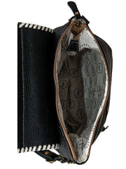 Myra Bag S-7956 Womens Spirit of the Herd HandTooled Bag Black inside view. If you need any assistance with this item or the purchase of this item please call us at five six one seven four eight eight eight zero one Monday through Saturday 10:00a.m EST to 8:00 p.m EST