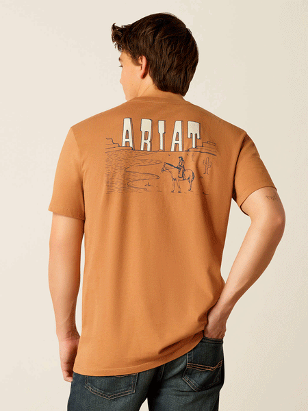 Ariat 10052505 Mens Horizon Oasis T-Shirt Chipmunk Copper back view. If you need any assistance with this item or the purchase of this item please call us at five six one seven four eight eight eight zero one Monday through Saturday 10:00a.m EST to 8:00 p.m EST