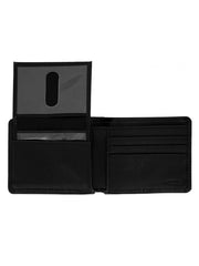 Brighton 89553 Rockefeller Passcase Wallet Black open inside view. If you need any assistance with this item or the purchase of this item please call us at five six one seven four eight eight eight zero one Monday through Saturday 10:00a.m EST to 8:00 p.m EST