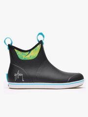 Xtratuf XMABGH00 Mens Ankle Deck Boot Guy Harvey Collection Black Mahi outter side view. If you need any assistance with this item or the purchase of this item please call us at five six one seven four eight eight eight zero one Monday through Saturday 10:00a.m EST to 8:00 p.m EST