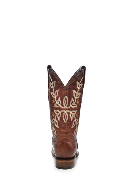 Circle G L2000 Ladies Floral Embroidery Square Toe Boot Cognac back view. If you need any assistance with this item or the purchase of this item please call us at five six one seven four eight eight eight zero one Monday through Saturday 10:00a.m EST to 8:00 p.m EST