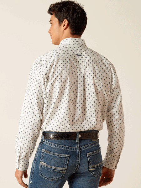 Ariat 10048380 Mens Parker Classic Fit Shirt White back view. If you need any assistance with this item or the purchase of this item please call us at five six one seven four eight eight eight zero one Monday through Saturday 10:00a.m EST to 8:00 p.m EST