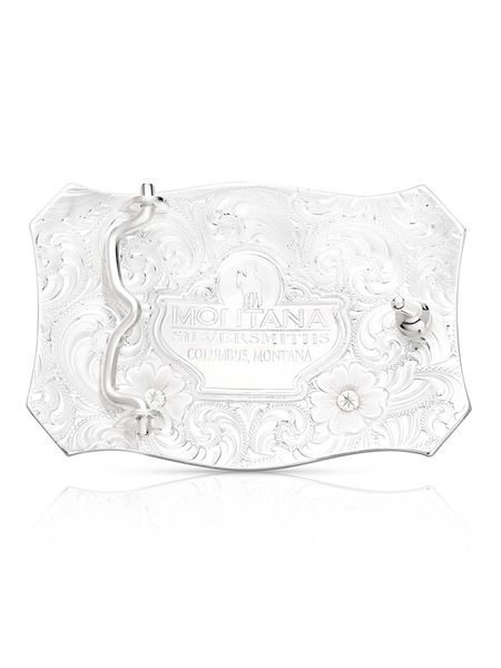 Montana Silversmiths 54510-767M Longhorn Lone Star Legacy Belt Buckle Silver back view. If you need any assistance with this item or the purchase of this item please call us at five six one seven four eight eight eight zero one Monday through Saturday 10:00a.m EST to 8:00 p.m EST

