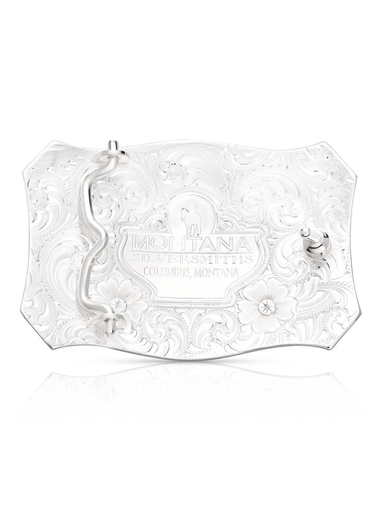 Montana Silversmiths 54510-767M Longhorn Lone Star Legacy Belt Buckle Silver back view. If you need any assistance with this item or the purchase of this item please call us at five six one seven four eight eight eight zero one Monday through Saturday 10:00a.m EST to 8:00 p.m EST

