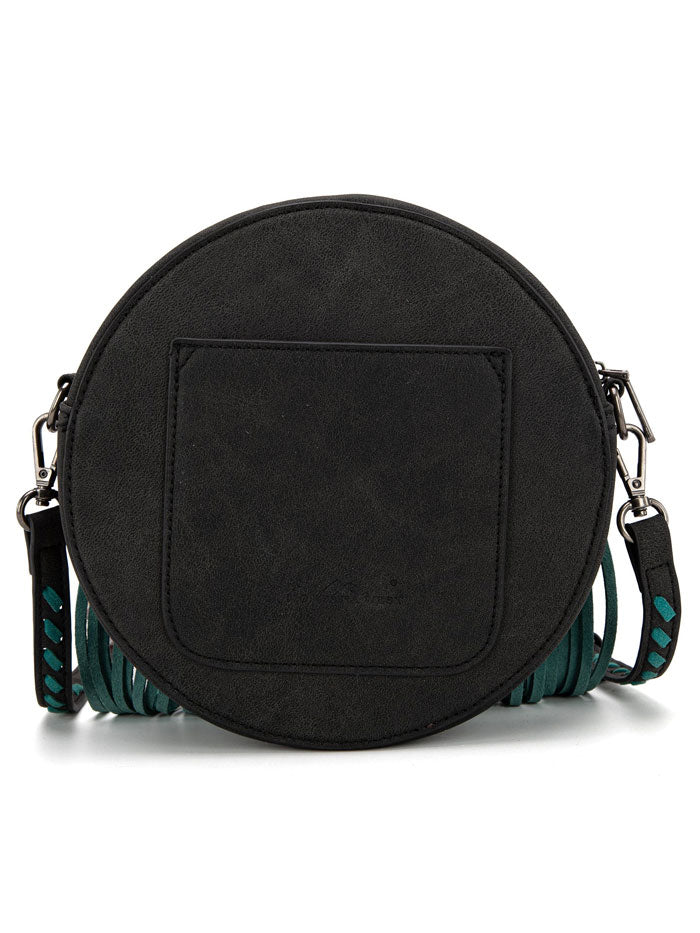 Montana West MW1298-118BK Womens Tooling Collection Crossbody Circle Bag Black front view. If you need any assistance with this item or the purchase of this item please call us at five six one seven four eight eight eight zero one Monday through Saturday 10:00a.m EST to 8:00 p.m EST