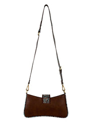 Myra Bag S-8080 Womens Marta Plains Hairon Leather Bag Brown back view hanging. If you need any assistance with this item or the purchase of this item please call us at five six one seven four eight eight eight zero one Monday through Saturday 10:00a.m EST to 8:00 p.m EST