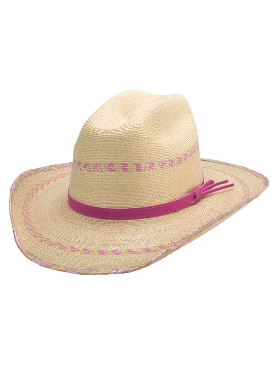 Bullhide ROSEVILLE 5098 Kids Western Straw Hat Pink side / front view. If you need any assistance with this item or the purchase of this item please call us at five six one seven four eight eight eight zero one Monday through Saturday 10:00a.m EST to 8:00 p.m EST