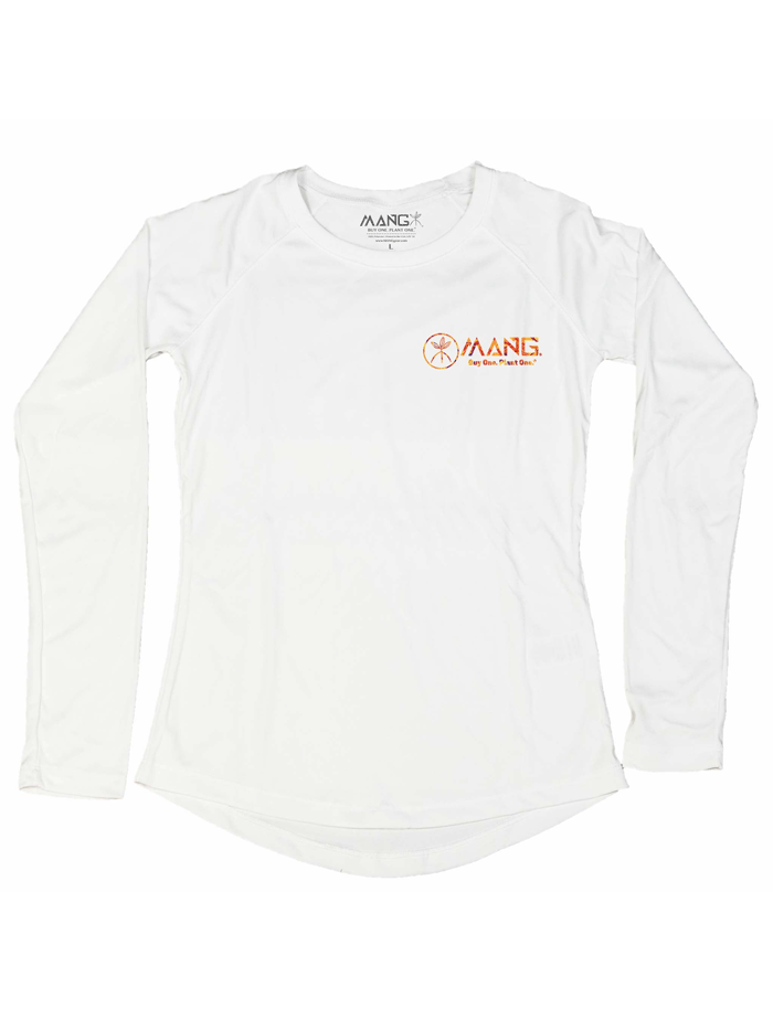 MANG WP1263LS Womens Seahorse MANG Long Sleeve Performance Tee White back view. If you need any assistance with this item or the purchase of this item please call us at five six one seven four eight eight eight zero one Monday through Saturday 10:00a.m EST to 8:00 p.m EST

