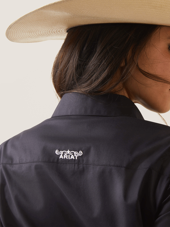 Ariat 10043552 Womens Mexico Wrinkle Resist Team Kirby Stretch Shirt Black front view. If you need any assistance with this item or the purchase of this item please call us at five six one seven four eight eight eight zero one Monday through Saturday 10:00a.m EST to 8:00 p.m EST