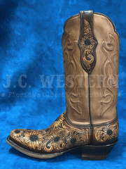 Black Jack LHT-1812-V4 Womens Handtooled Sunflowers Boot Chocolate Antique Tan side view. If you need any assistance with this item or the purchase of this item please call us at five six one seven four eight eight eight zero one Monday through Saturday 10:00a.m EST to 8:00 p.m EST