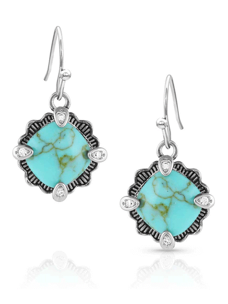 Montana Silversmiths ER5531 Womens Crystal Cornerstone Turquoise Earrings Silver front view. If you need any assistance with this item or the purchase of this item please call us at five six one seven four eight eight eight zero one Monday through Saturday 10:00a.m EST to 8:00 p.m EST