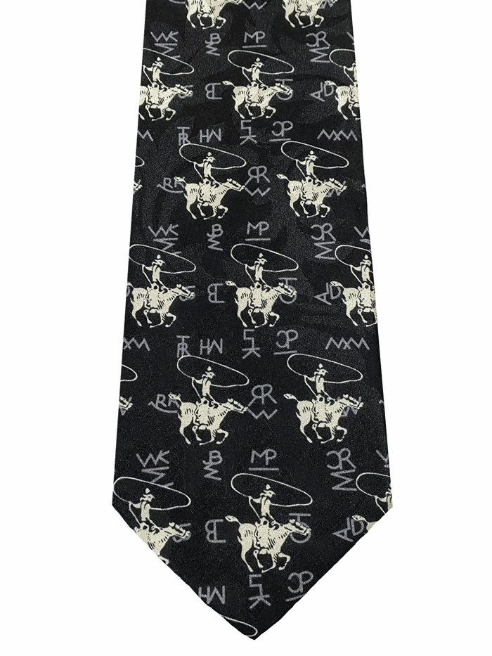 Rockmount 467-BLK Mens Roper And Brands Western Silk Tie Black full view. If you need any assistance with this item or the purchase of this item please call us at five six one seven four eight eight eight zero one Monday through Saturday 10:00a.m EST to 8:00 p.m EST
