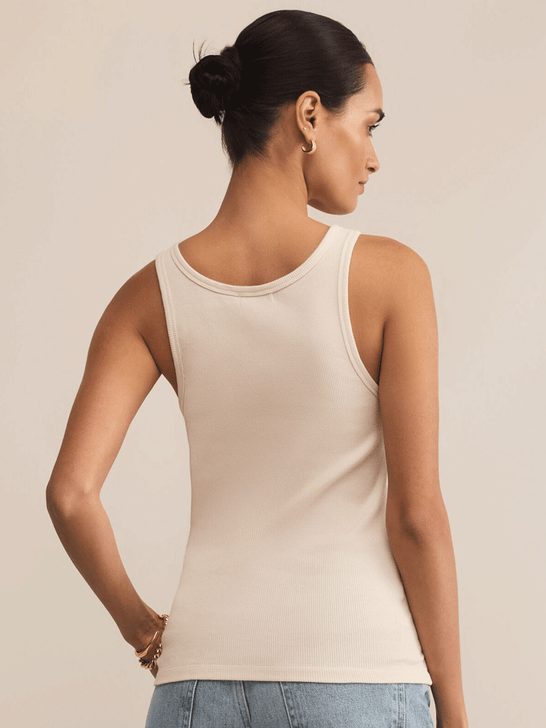 Z Supply ZT253901 Womens Classic Scoop Tank Crystal Beige back view. If you need any assistance with this item or the purchase of this item please call us at five six one seven four eight eight eight zero one Monday through Saturday 10:00a.m EST to 8:00 p.m EST
