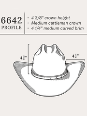 Stetson SSHYWD-664281 HAYWOOD 10X Straw Cowboy Hat Natural profile guide. If you need any assistance with this item or the purchase of this item please call us at five six one seven four eight eight eight zero one Monday through Saturday 10:00a.m EST to 8:00 p.m EST