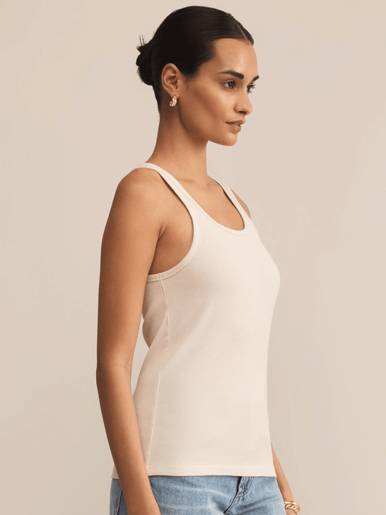 Z Supply ZT253901 Womens Classic Scoop Tank Crystal Beige side view. If you need any assistance with this item or the purchase of this item please call us at five six one seven four eight eight eight zero one Monday through Saturday 10:00a.m EST to 8:00 p.m EST
