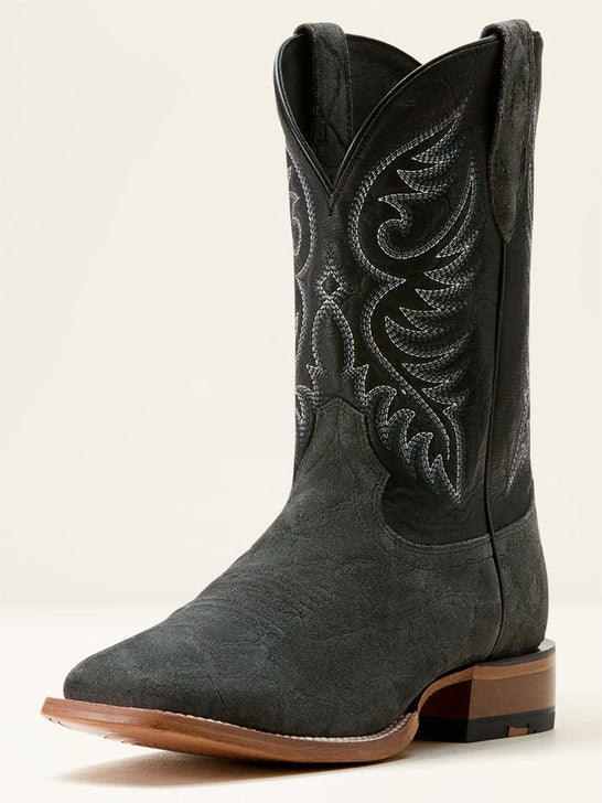 Ariat 10053632 Mens Wiley Cowboy Boot Black Elephant Roughout Print side / front view. If you need any assistance with this item or the purchase of this item please call us at five six one seven four eight eight eight zero one Monday through Saturday 10:00a.m EST to 8:00 p.m EST