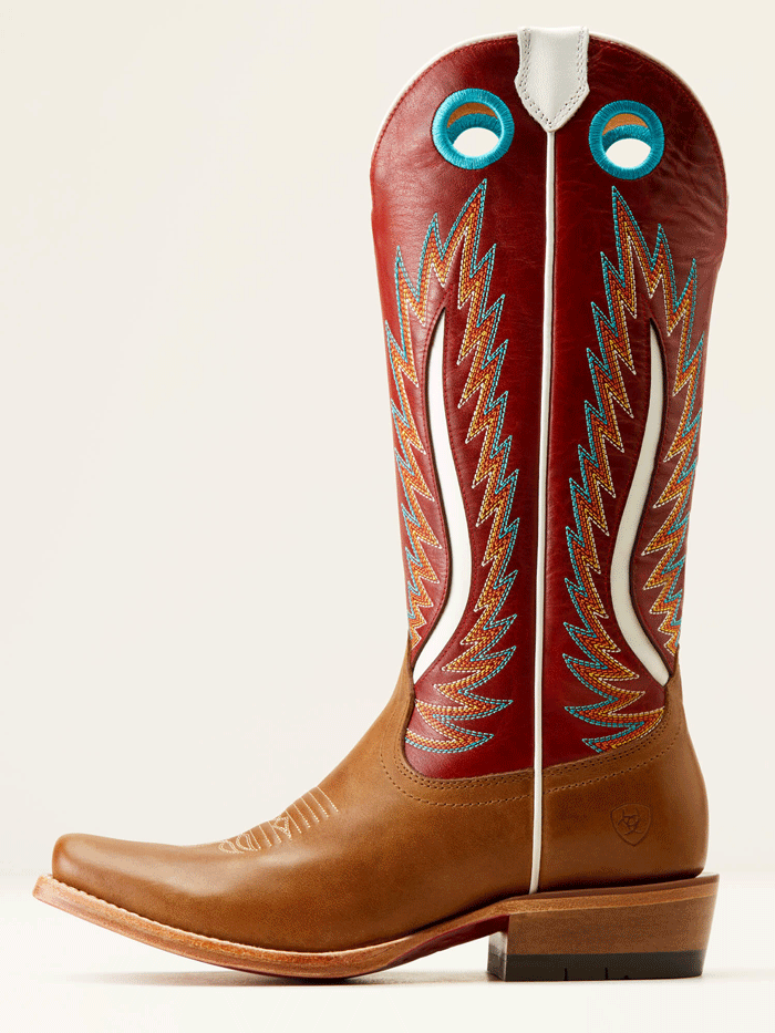 Ariat 10051016 Womens Futurity Fort Worth Western Boot Dulce De Leche Tan front and side view. If you need any assistance with this item or the purchase of this item please call us at five six one seven four eight eight eight zero one Monday through Saturday 10:00a.m EST to 8:00 p.m EST