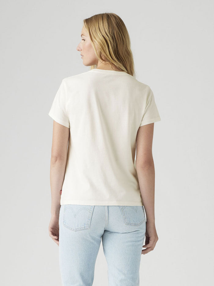 Levi's 173693022 Womens The Perfect Tee Horse Poster Sugar Swizzle White front view. If you need any assistance with this item or the purchase of this item please call us at five six one seven four eight eight eight zero one Monday through Saturday 10:00a.m EST to 8:00 p.m EST