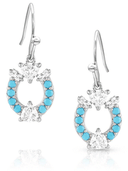 Montana Silversmiths ER5511 Womens Luck Defined Crystal Turquoise Earrings Silver front view. If you need any assistance with this item or the purchase of this item please call us at five six one seven four eight eight eight zero one Monday through Saturday 10:00a.m EST to 8:00 p.m EST
