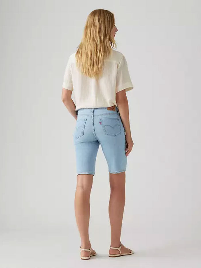 Levi's 001VE0003 Womens Shaping Bermuda Shorts Double Duty Light Wash Blue front view. If you need any assistance with this item or the purchase of this item please call us at five six one seven four eight eight eight zero one Monday through Saturday 10:00a.m EST to 8:00 p.m EST