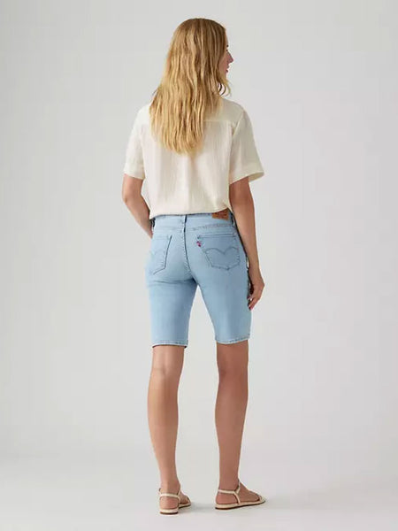 Levi's 001VE0003 Womens Shaping Bermuda Shorts Double Duty Light Wash Blue back view. If you need any assistance with this item or the purchase of this item please call us at five six one seven four eight eight eight zero one Monday through Saturday 10:00a.m EST to 8:00 p.m EST