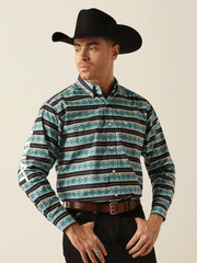 Ariat 10054054 Mens Team Osborne Classic Fit Shirt Turquoise front. If you need any assistance with this item or the purchase of this item please call us at five six one seven four eight eight eight zero one Monday through Saturday 10:00a.m EST to 8:00 p.m EST