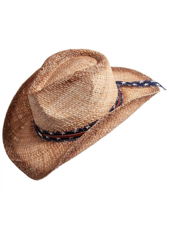 American Hat Makers DUSTY Straw Sun Hat Natural side / front view. If you need any assistance with this item or the purchase of this item please call us at five six one seven four eight eight eight zero one Monday through Saturday 10:00a.m EST to 8:00 p.m EST