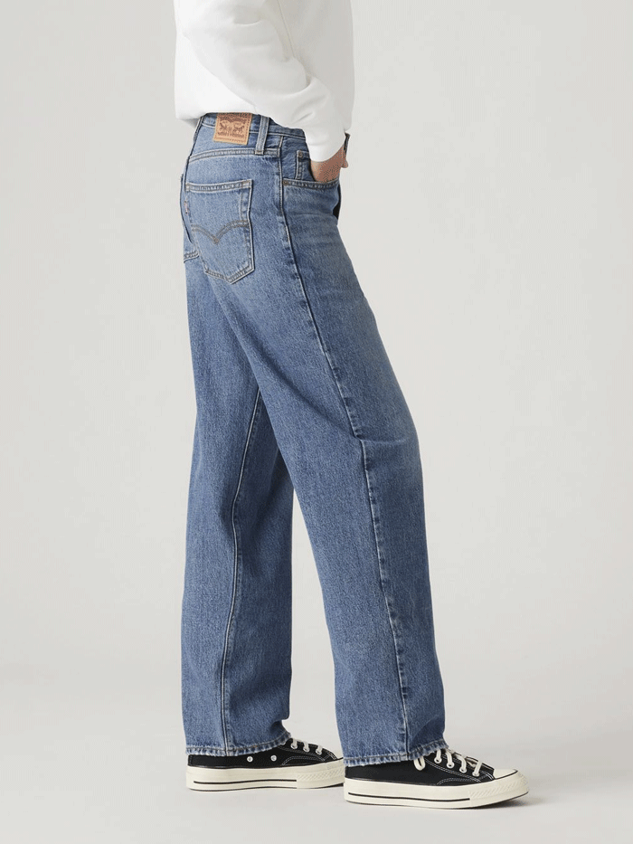 Levi's A35100037 Womens '94 Baggy Jeans Worn Memory front view. If you need any assistance with this item or the purchase of this item please call us at five six one seven four eight eight eight zero one Monday through Saturday 10:00a.m EST to 8:00 p.m EST

