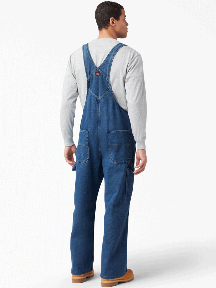 Dickies 8396SNB Mens Bib Overall Indigo Stone Washed front view regular. If you need any assistance with this item or the purchase of this item please call us at five six one seven four eight eight eight zero one Monday through Saturday 10:00a.m EST to 8:00 p.m EST