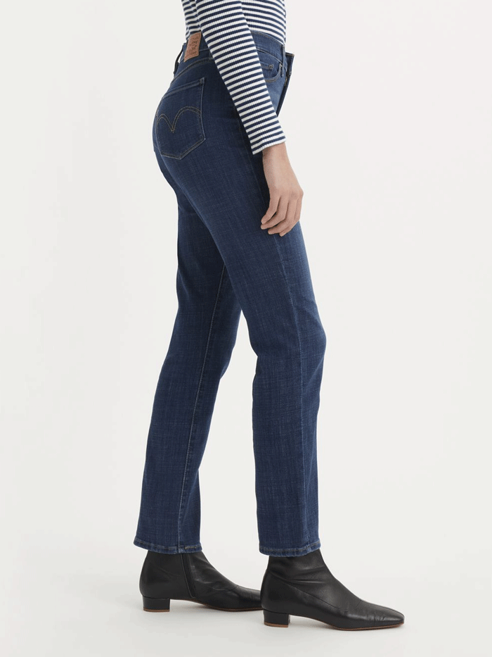 Levi's 392500050 Womens Classic Straight Fit Jean Dark Horse Navy front view. If you need any assistance with this item or the purchase of this item please call us at five six one seven four eight eight eight zero one Monday through Saturday 10:00a.m EST to 8:00 p.m EST