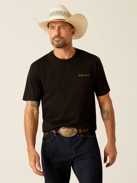 Ariat  10051762 Mens Camo Corps T-Shirt Black front view. If you need any assistance with this item or the purchase of this item please call us at five six one seven four eight eight eight zero one Monday through Saturday 10:00a.m EST to 8:00 p.m EST