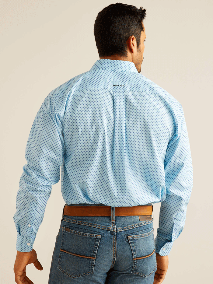 Ariat 10048367 Mens Wrinkle Free Ricky Classic Fit Shirt Sky Blue front view. If you need any assistance with this item or the purchase of this item please call us at five six one seven four eight eight eight zero one Monday through Saturday 10:00a.m EST to 8:00 p.m EST