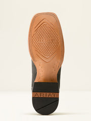 Ariat 10053632 Mens Wiley Cowboy Boot Black Elephant Roughout Print sole view. If you need any assistance with this item or the purchase of this item please call us at five six one seven four eight eight eight zero one Monday through Saturday 10:00a.m EST to 8:00 p.m EST