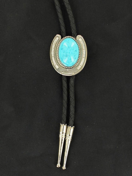 Double S 22108 Western Horseshoe Bolo Tie Silver front view. If you need any assistance with this item or the purchase of this item please call us at five six one seven four eight eight eight zero one Monday through Saturday 10:00a.m EST to 8:00 p.m EST