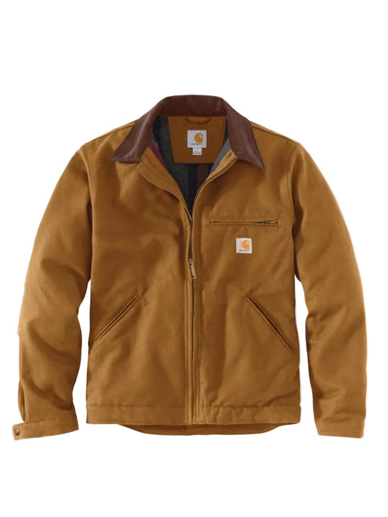 Carhartt 103828-BRN Mens Iconic J01 Duck Detroit Jacket Brown front view. If you need any assistance with this item or the purchase of this item please call us at five six one seven four eight eight eight zero one Monday through Saturday 10:00a.m EST to 8:00 p.m EST