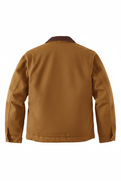 Carhartt 103828-BRN Mens Iconic J01 Duck Detroit Jacket Brown front view.  back view. If you need any assistance with this item or the purchase of this item please call us at five six one seven four eight eight eight zero one Monday through Saturday 10:00a.m EST to 8:00 p.m EST