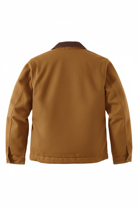 Carhartt 103828-BRN Mens Iconic J01 Duck Detroit Jacket Brown front view.  back view. If you need any assistance with this item or the purchase of this item please call us at five six one seven four eight eight eight zero one Monday through Saturday 10:00a.m EST to 8:00 p.m EST