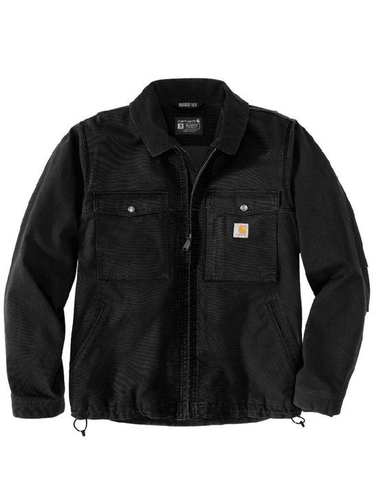 Carhartt 106432-N04 Mens Montana Rugged Flex Relaxed Fit Duck Insulated Jacket Black front view. If you need any assistance with this item or the purchase of this item please call us at five six one seven four eight eight eight zero one Monday through Saturday 10:00a.m EST to 8:00 p.m EST