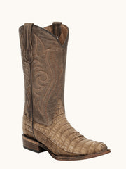 Circle G L8108 Mens Embroidery Round Toe Caiman Boot Brown front and side view. If you need any assistance with this item or the purchase of this item please call us at five six one seven four eight eight eight zero one Monday through Saturday 10:00a.m EST to 8:00 p.m EST
