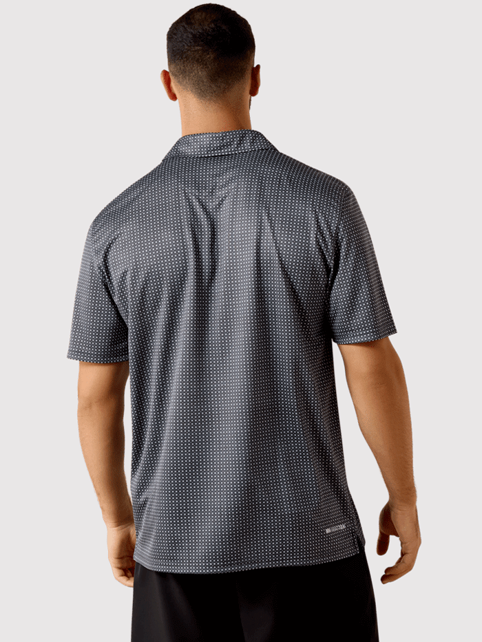 Ariat 10071494 Mens All Over Print Polo Sky Rocket Pinwheel Geo Print Grey front view. If you need any assistance with this item or the purchase of this item please call us at five six one seven four eight eight eight zero one Monday through Saturday 10:00a.m EST to 8:00 p.m EST
