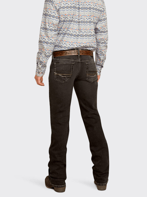 Ariat 10051872 Mens M7 Slim Onyx Straight Leg Jeans Ebony Black front view. If you need any assistance with this item or the purchase of this item please call us at five six one seven four eight eight eight zero one Monday through Saturday 10:00a.m EST to 8:00 p.m EST
