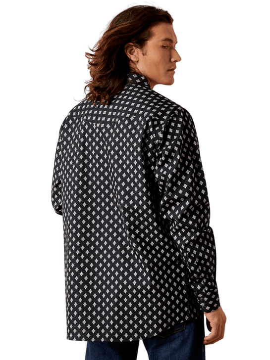 Ariat 10065785 Mens Felix Fitted Shirt Black back view. If you need any assistance with this item or the purchase of this item please call us at five six one seven four eight eight eight zero one Monday through Saturday 10:00a.m EST to 8:00 p.m EST