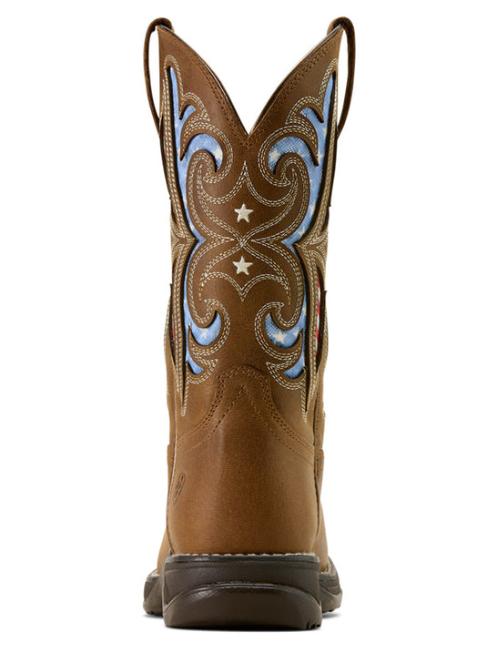 Ariat 10074311 Womens Anthem Proud VentTEK Square Toe Western Boot Aged Tan back view. If you need any assistance with this item or the purchase of this item please call us at five six one seven four eight eight eight zero one Monday through Saturday 10:00a.m EST to 8:00 p.m EST