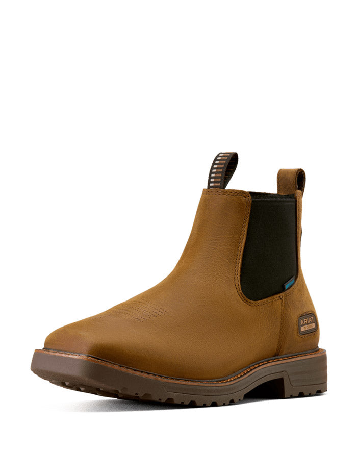 Ariat 10074285 Mens Activator Chelsea Waterproof Wide Square Toe Work Boot Rye Brown front and side view. If you need any assistance with this item or the purchase of this item please call us at five six one seven four eight eight eight zero one Monday through Saturday 10:00a.m EST to 8:00 p.m EST

