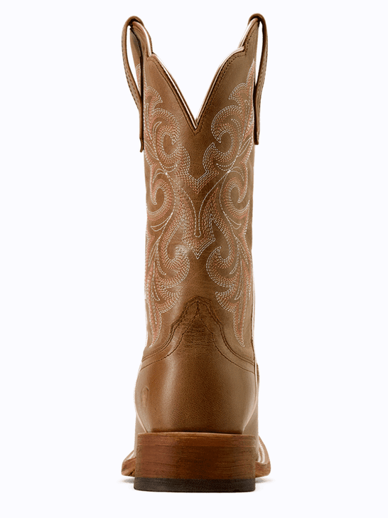 Ariat 10074374 Womens County Lane Wide Square Toe Western Boot Natural Tan back view. If you need any assistance with this item or the purchase of this item please call us at five six one seven four eight eight eight zero one Monday through Saturday 10:00a.m EST to 8:00 p.m EST