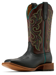 Ariat 10074376 Womens County Lane Wide Square Toe Western Boot Basic Black side / front view. If you need any assistance with this item or the purchase of this item please call us at five six one seven four eight eight eight zero one Monday through Saturday 10:00a.m EST to 8:00 p.m EST