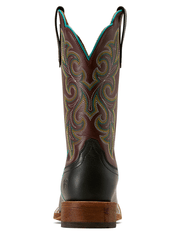 Ariat 10074376 Womens County Lane Wide Square Toe Western Boot Basic Black back view. If you need any assistance with this item or the purchase of this item please call us at five six one seven four eight eight eight zero one Monday through Saturday 10:00a.m EST to 8:00 p.m EST