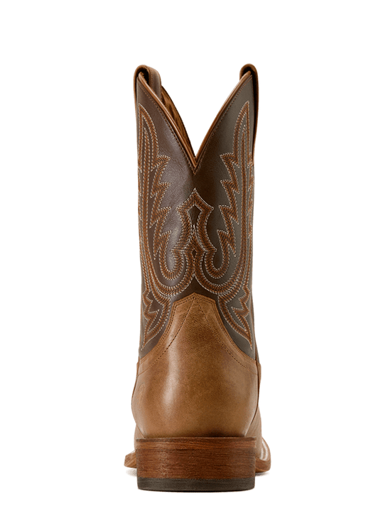Ariat 10074250 Mens County Road Wide Square Toe Cowboy Boot Wheat Tan back view. If you need any assistance with this item or the purchase of this item please call us at five six one seven four eight eight eight zero one Monday through Saturday 10:00a.m EST to 8:00 p.m EST