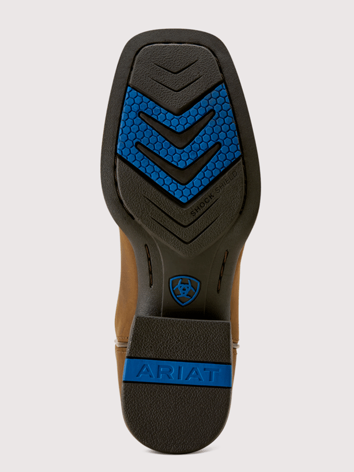 Ariat 10074190 Youth Westwood Wide Square Toe Western Boot Distressed Brown front and side view. If you need any assistance with this item or the purchase of this item please call us at five six one seven four eight eight eight zero one Monday through Saturday 10:00a.m EST to 8:00 p.m EST
